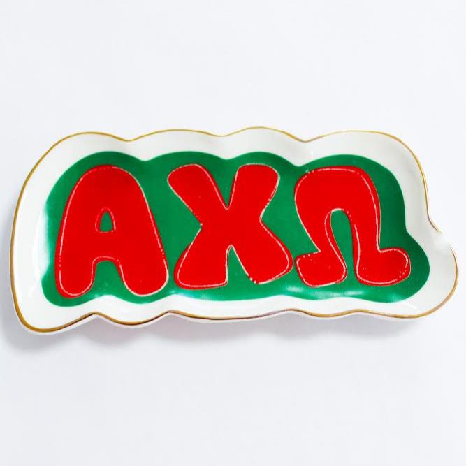 Sorority Name/Color Trinket Tray - Alpha Chi Omega