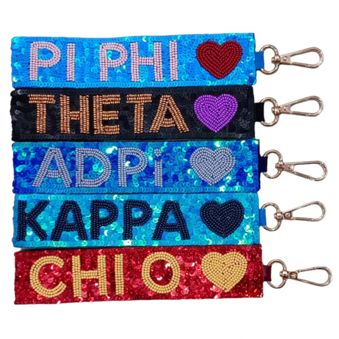 Sequin Sorority Heart Wristlet - Assorted