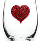 Jeweled Stemless Wine Glass - Heart