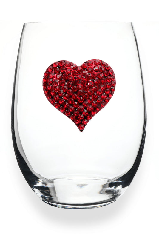 Jeweled Stemless Wine Glass - Heart