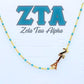 Sorority Necklace - Side Set Greek Letters/Gold - Zeta Tau Alpha