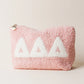 Sorority Blush Sherpa Greek Letter Pouch - Delta Delta Delta