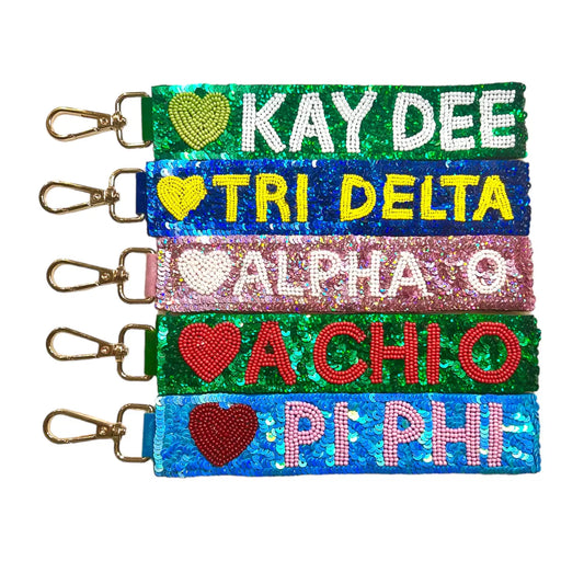 Sequin Sorority Heart Wristlet - Assorted