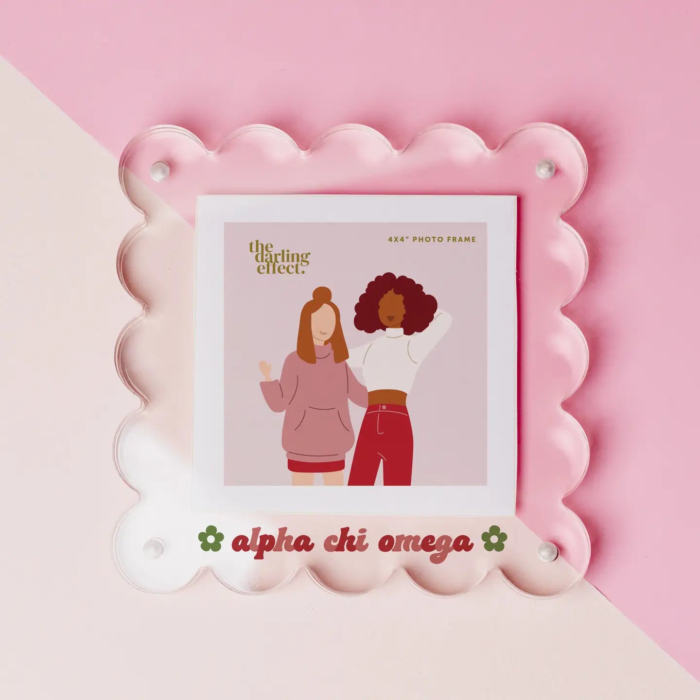 Sorority Acrylic Frame w/Scalloped Edges - Alpha Chi Omega