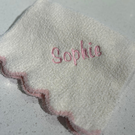 Scallop Trim Chenille Baby Blanket - Pink