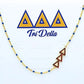 Sorority Necklace - Side Set Greek Letters/Gold - Delta Delta Delta