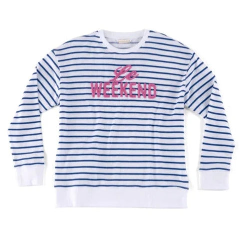 "Le Weekend" Blue and White Stripe Sweatshirt