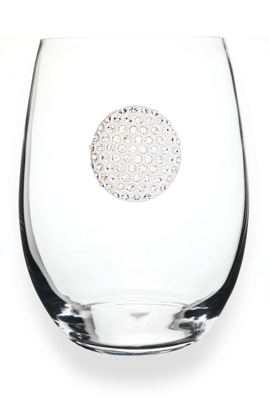 Jeweled Stemless Wine Glass - Golf Ball