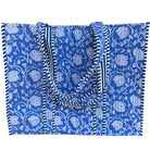 Blue White Flowers Quilted Tote