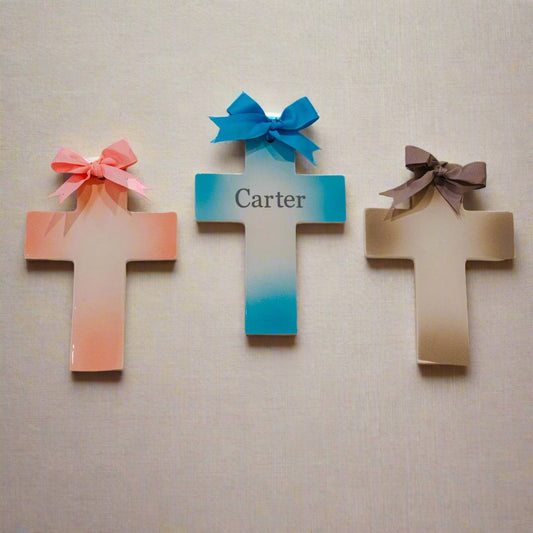 Personalized Ceramic Ombre Cross - Assorted Colors