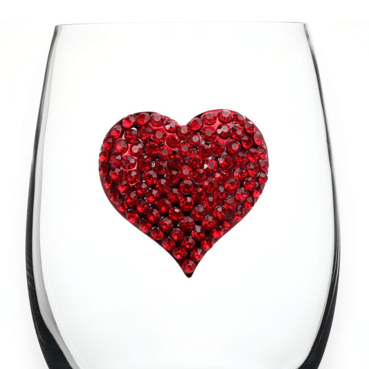 Jeweled Stemless Wine Glass - Heart