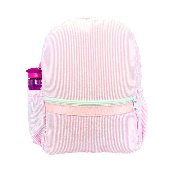 Personalized Medium Seersucker Backpack - Pink