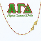 Sorority Necklace - Side Set Greek Letters/Gold - Alpha Gamma Delta