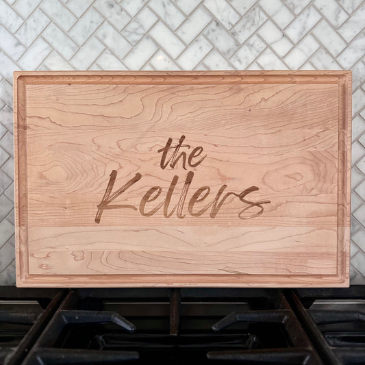 Personalized 17" x 11" Thick Cutting Board w/Juice Groove - Large