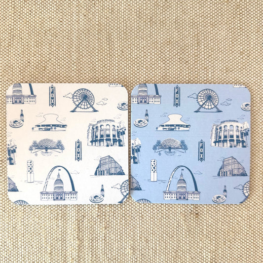 Louie Louie Reversible Bar Coasters Set/20 STL Toile