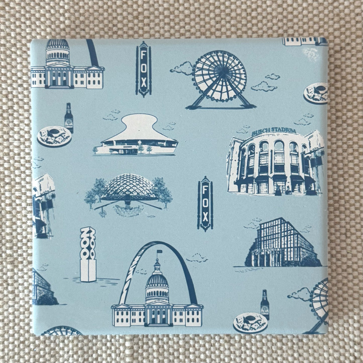 Louie Louie Square Ceramic Coaster STL Toile