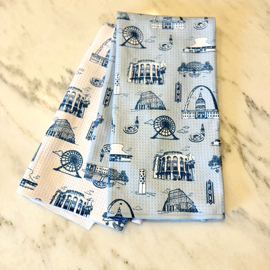 Louie Louie Waffle Tea Towel STL Toile