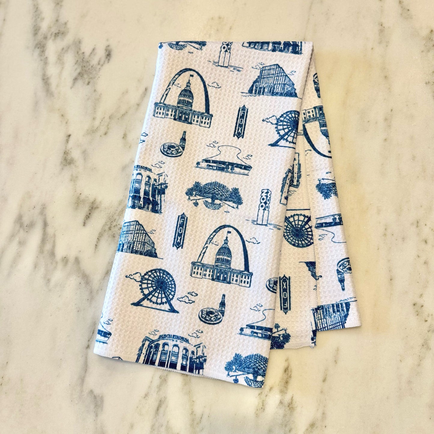 Louie Louie Waffle Tea Towel STL Toile