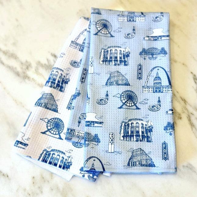 Louie Louie Waffle Tea Towel STL Toile