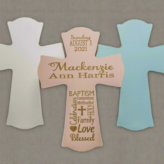 Personalized Wooden Cross - Assorted Colors