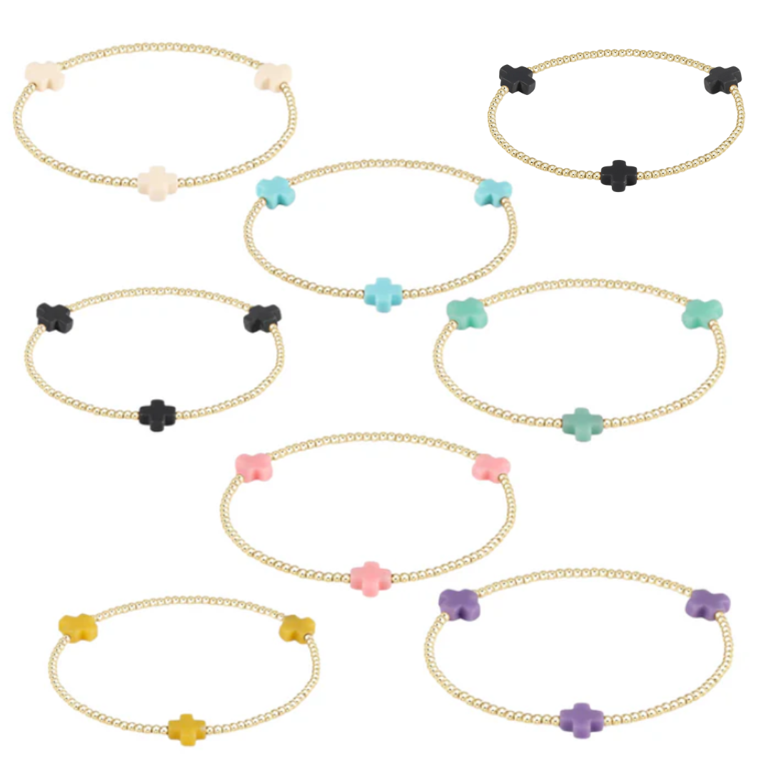 Enewton Signature Cross Gold Pattern 2MM Bead Bracelet - Assorted Enewton Signature Cross Gold Pattern 2MM Bead Bracelet - Assorted
