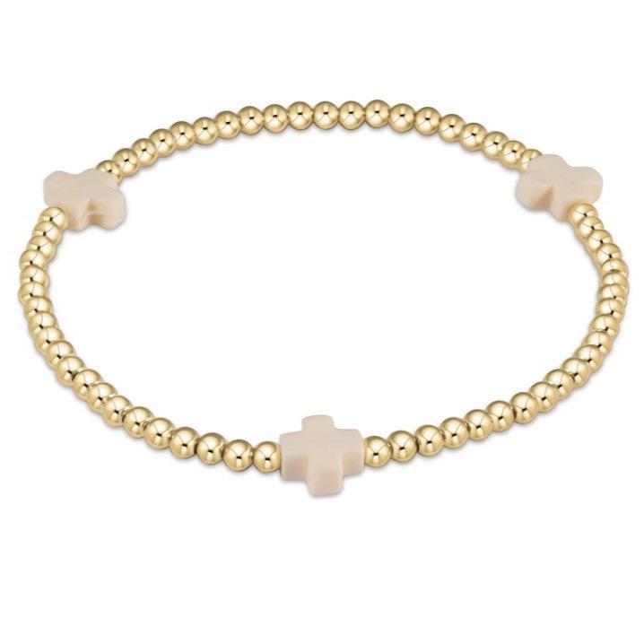 enewton Signature Cross Gold Pattern 3mm Bead Bracelet - Assorted Colors