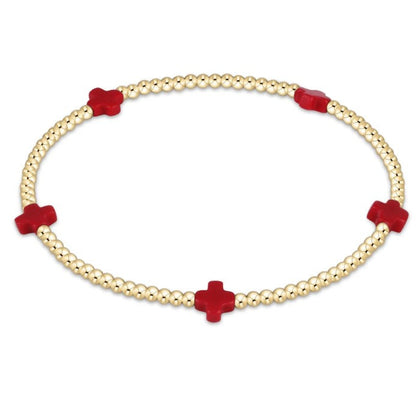 enewton Small Signature Cross Gold Pattern 2MM Bracelet - Multiple Colors