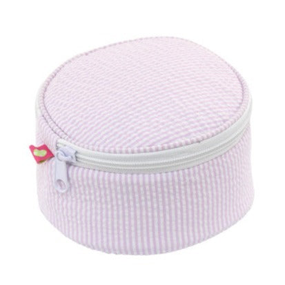 Personalized Seersucker Button Bag - Pink