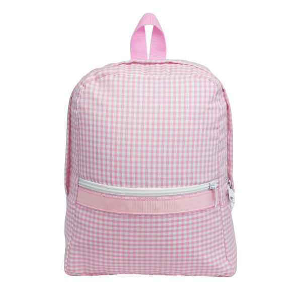 Personalized Small Gingham Backpack - Baby Pink