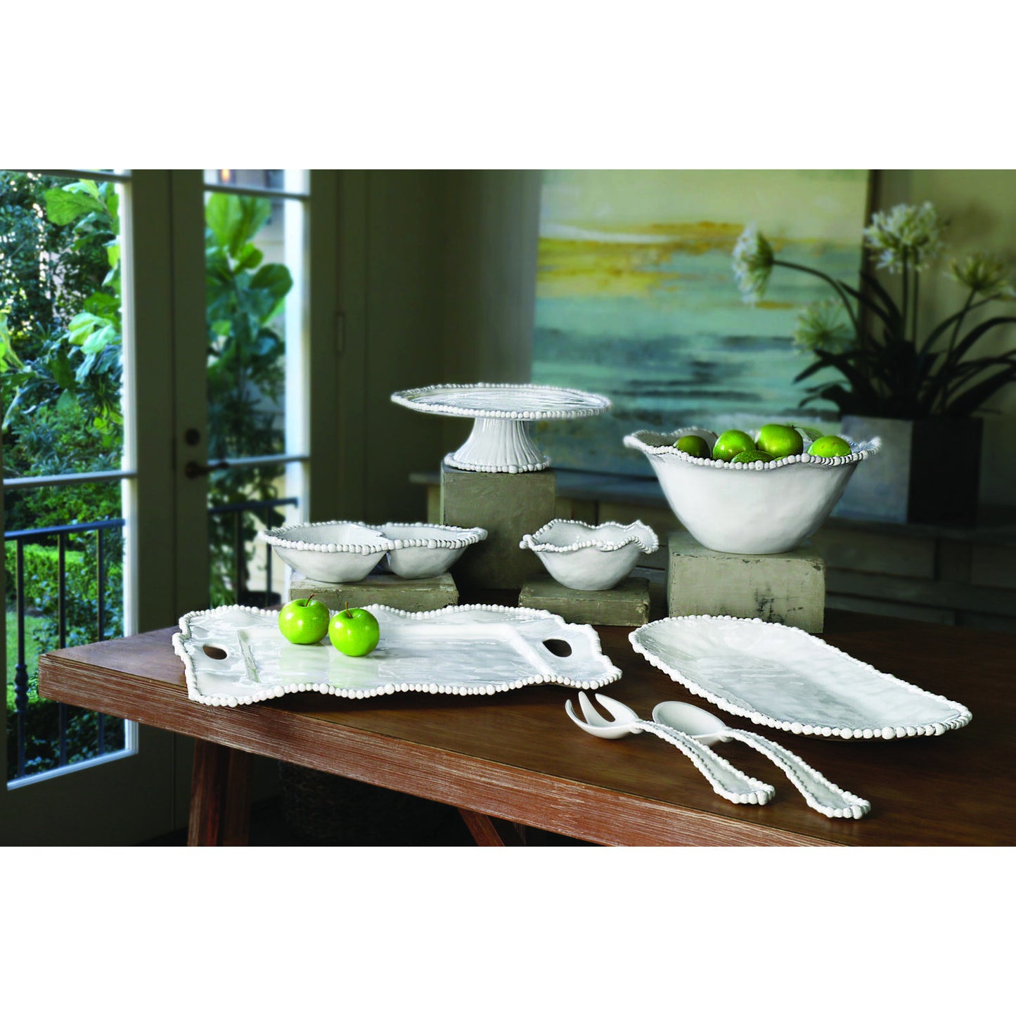 Beatriz Ball Vida Alegria White Rectangular Platter w/Handles