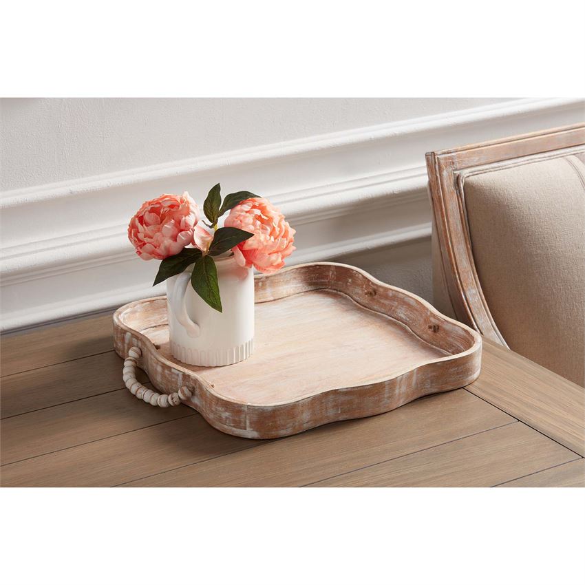 Personalized Scalloped Tray w/Beaded Handles