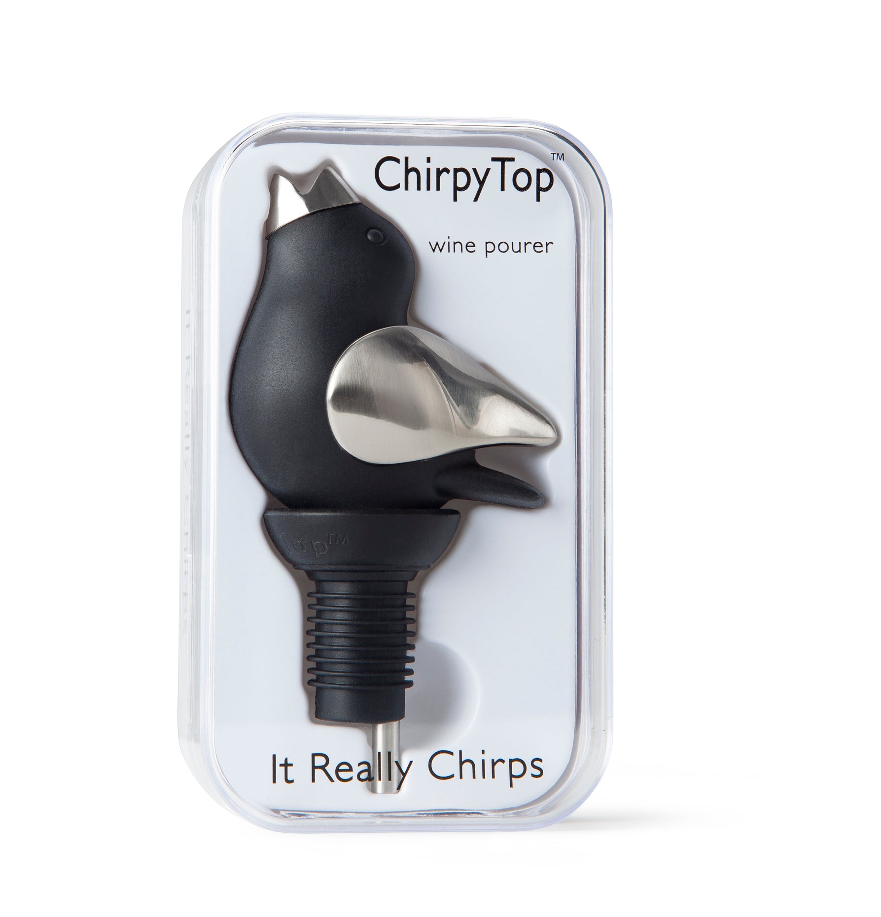 Chirpy Top Wine Pourer - Chrome Black