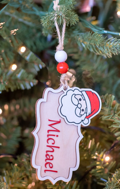 Stocking Tag 2022 Santa on Tree