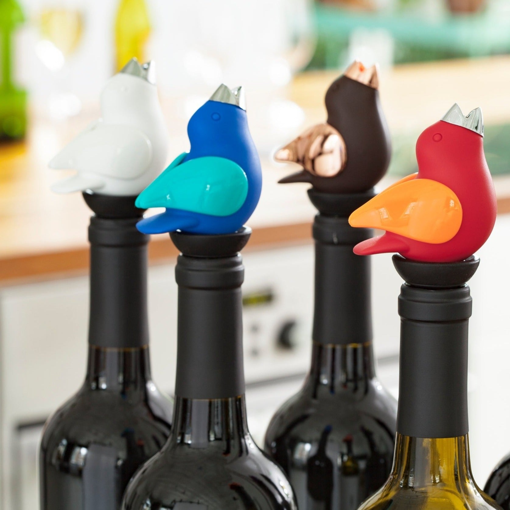 Silicone Wine Bottle Stopper Set of 4 Meow Wine Please More Wine Funny Cat