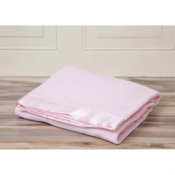 Pink baby blanket clearance with satin trim