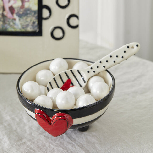 Wide Stripe Candy Bowl w/Heart