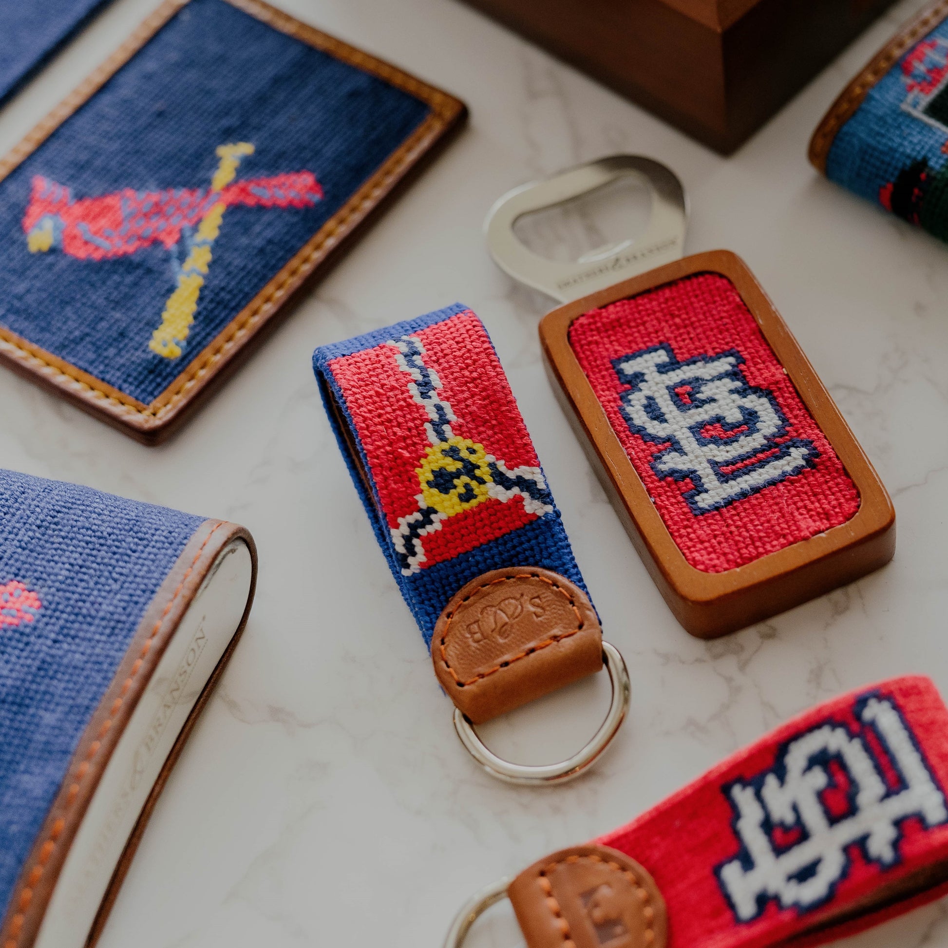 Needlepoint Key FOB - Cardinals – Cat's Meow Personalized Gifts