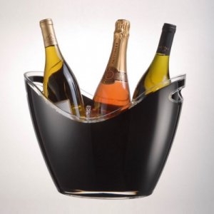 Personalized Acrylic Wine Tub w/Handles - Black