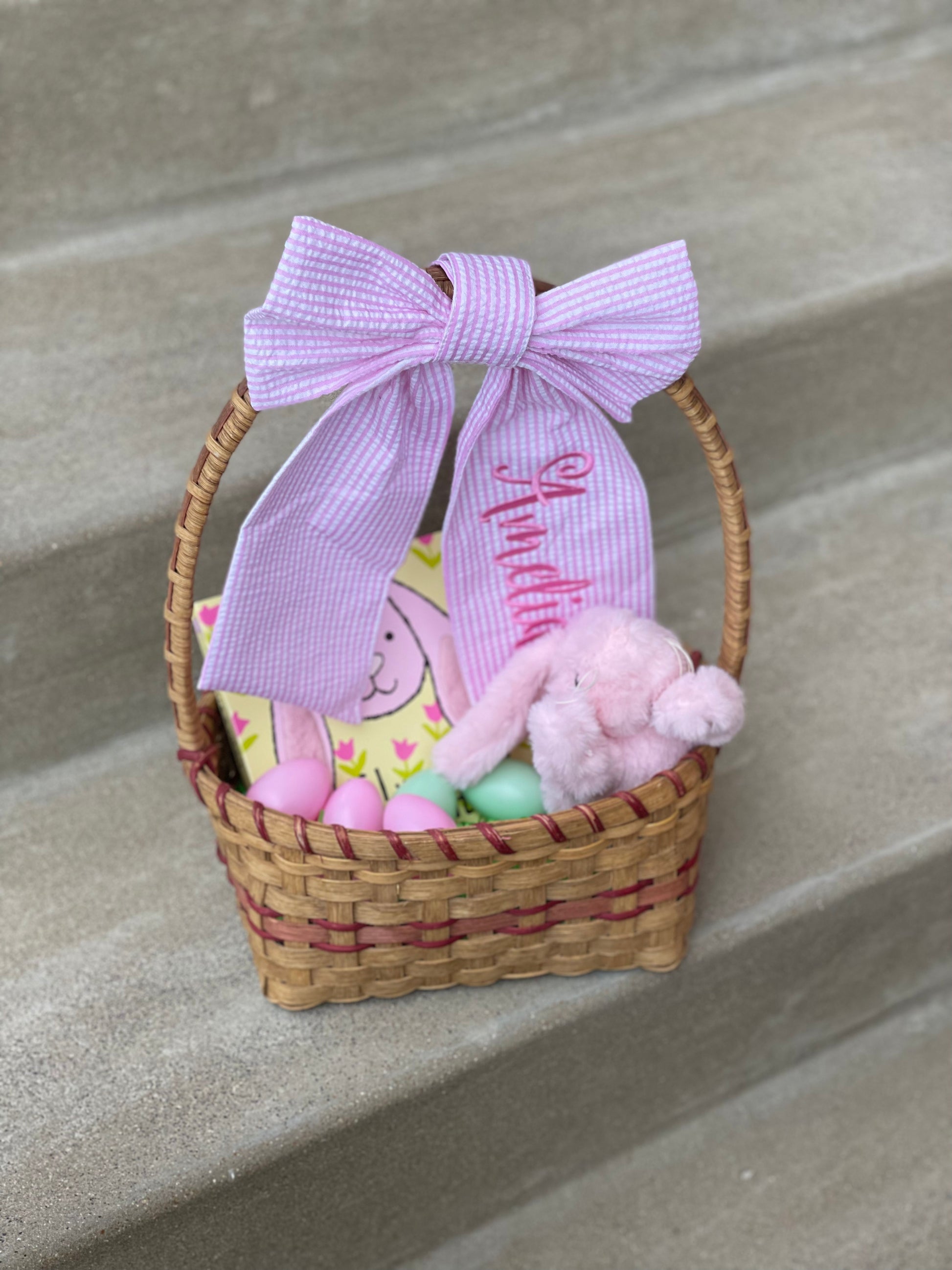 Personalized Basket Bow - Pink