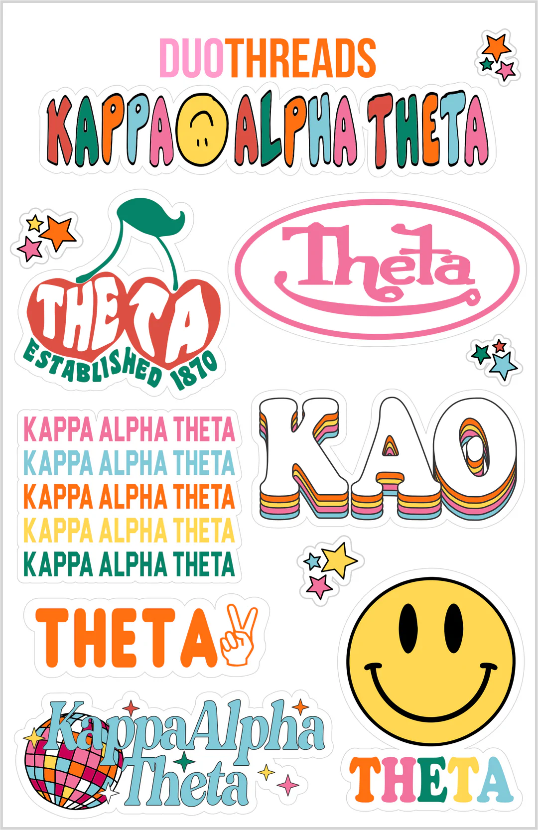 Sorority Sticker Sheet - Kappa Alpha Theta