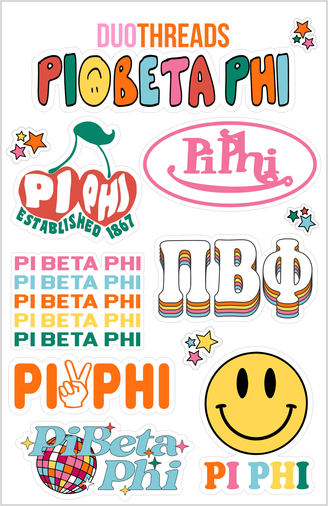 Sorority Sticker Sheet - Pi Beta Phi