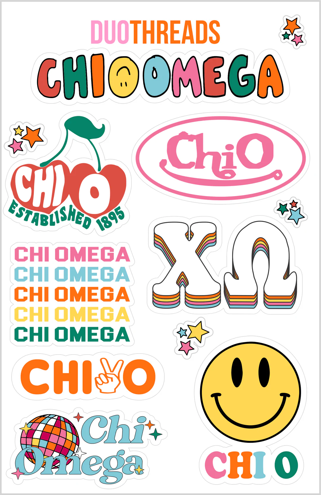 Sorority Sticker Sheet - Chi Omega