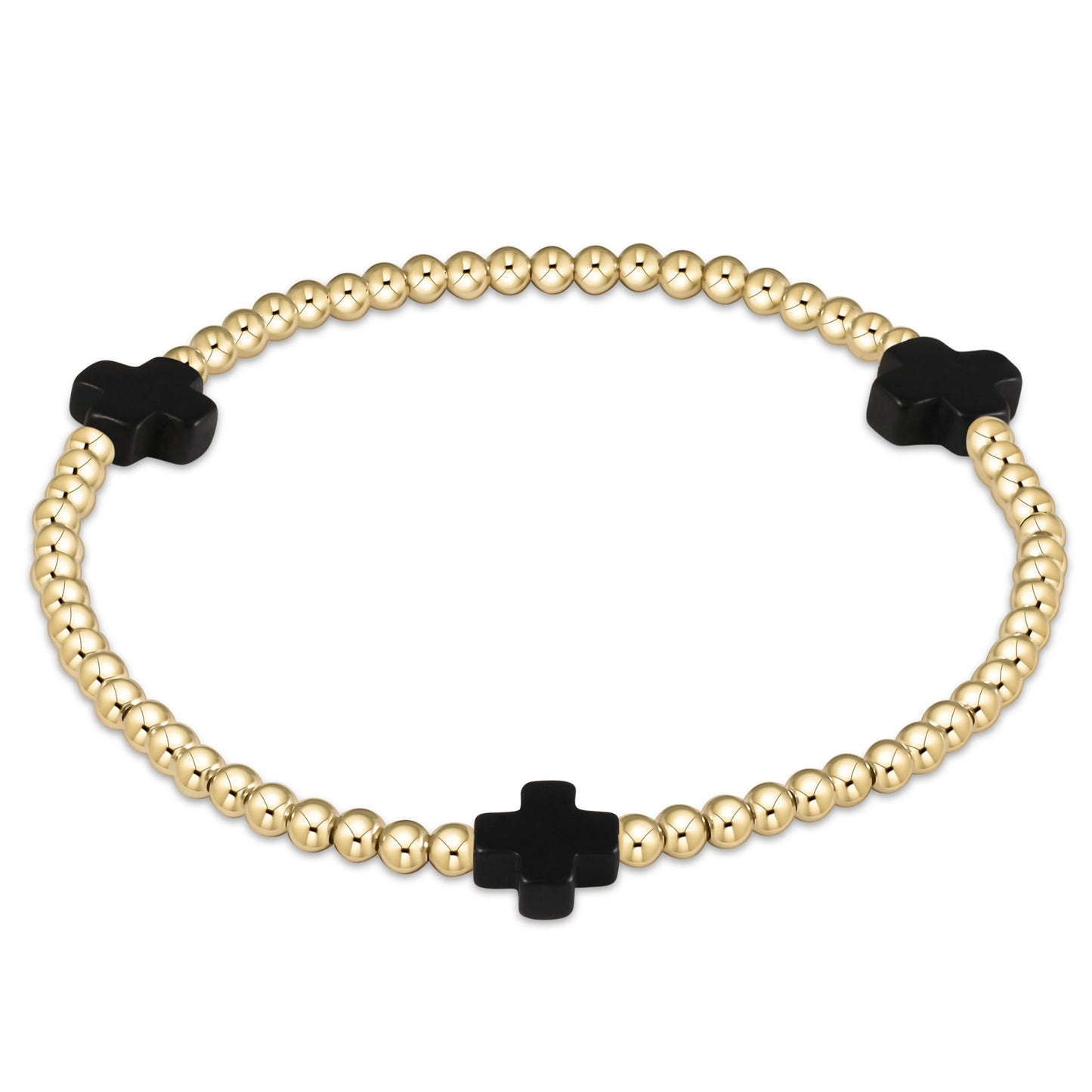 Enewton Signature Cross Gold Pattern 3MM Bead Bracelet - Assorted Colors