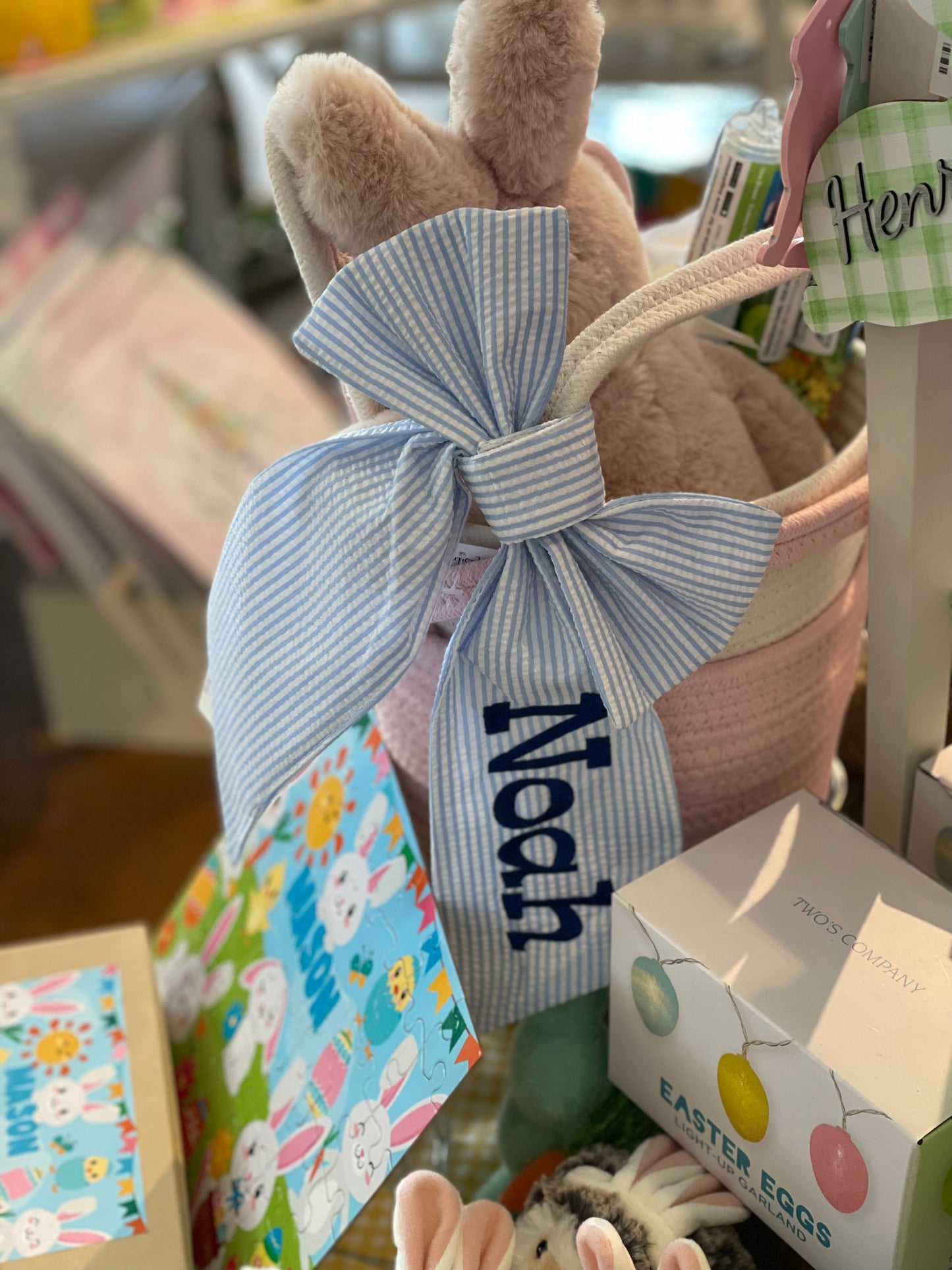 Personalized Basket Bow - Blue