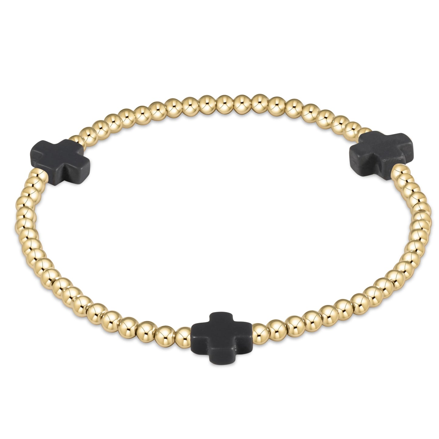 Enewton Signature Cross Gold Pattern 3MM Bead Bracelet - Assorted Colors