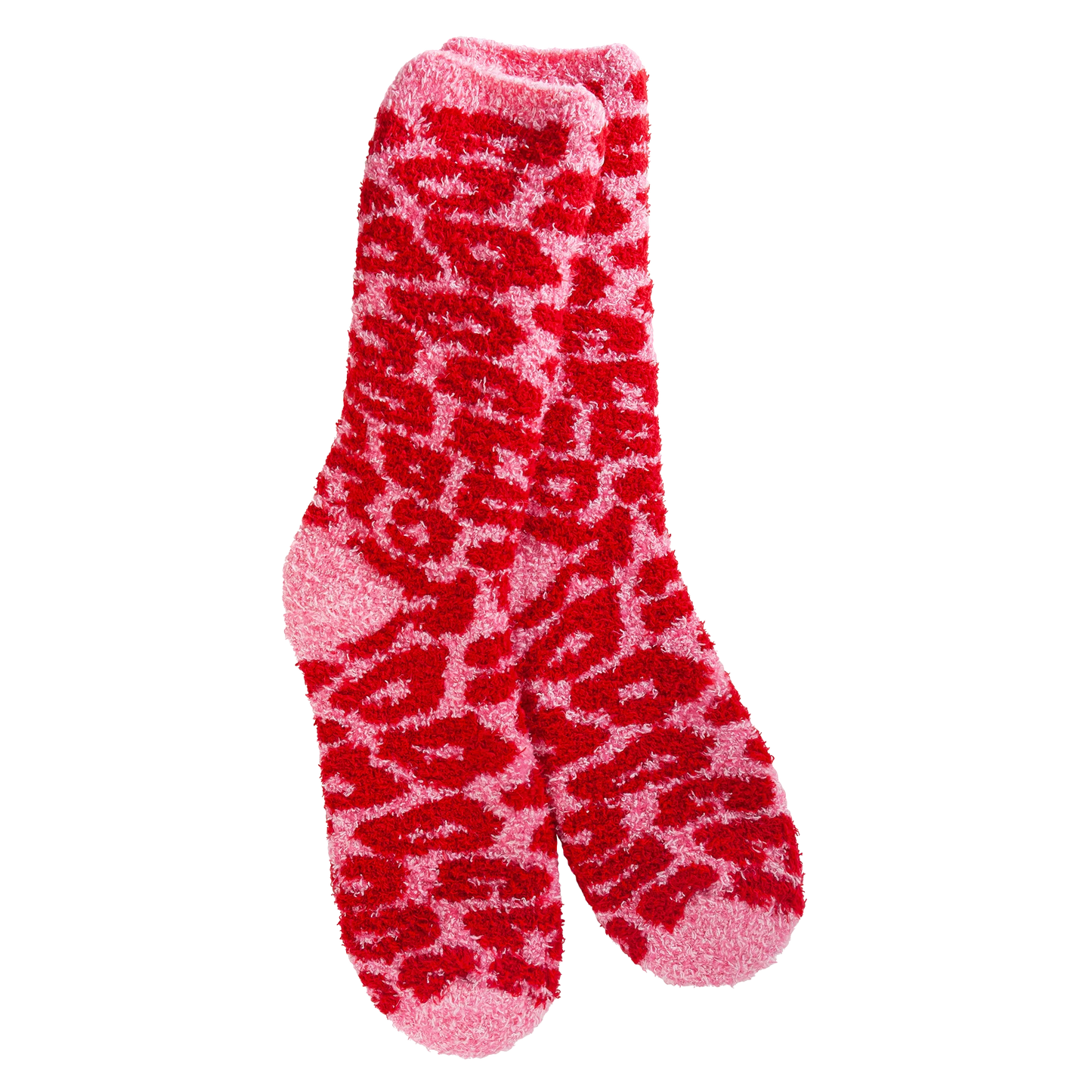 World's Softest Socks Holiday Knit Pickin' Fireside Crew Sock - Pink/Red Leopard
