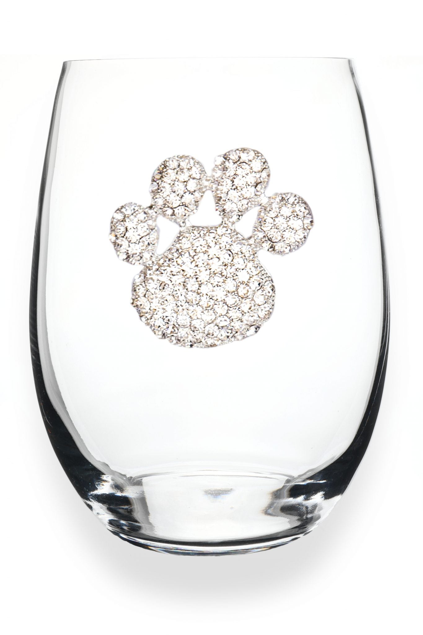 Jeweled Stemless Wine Glass - Every Day - Paw Print