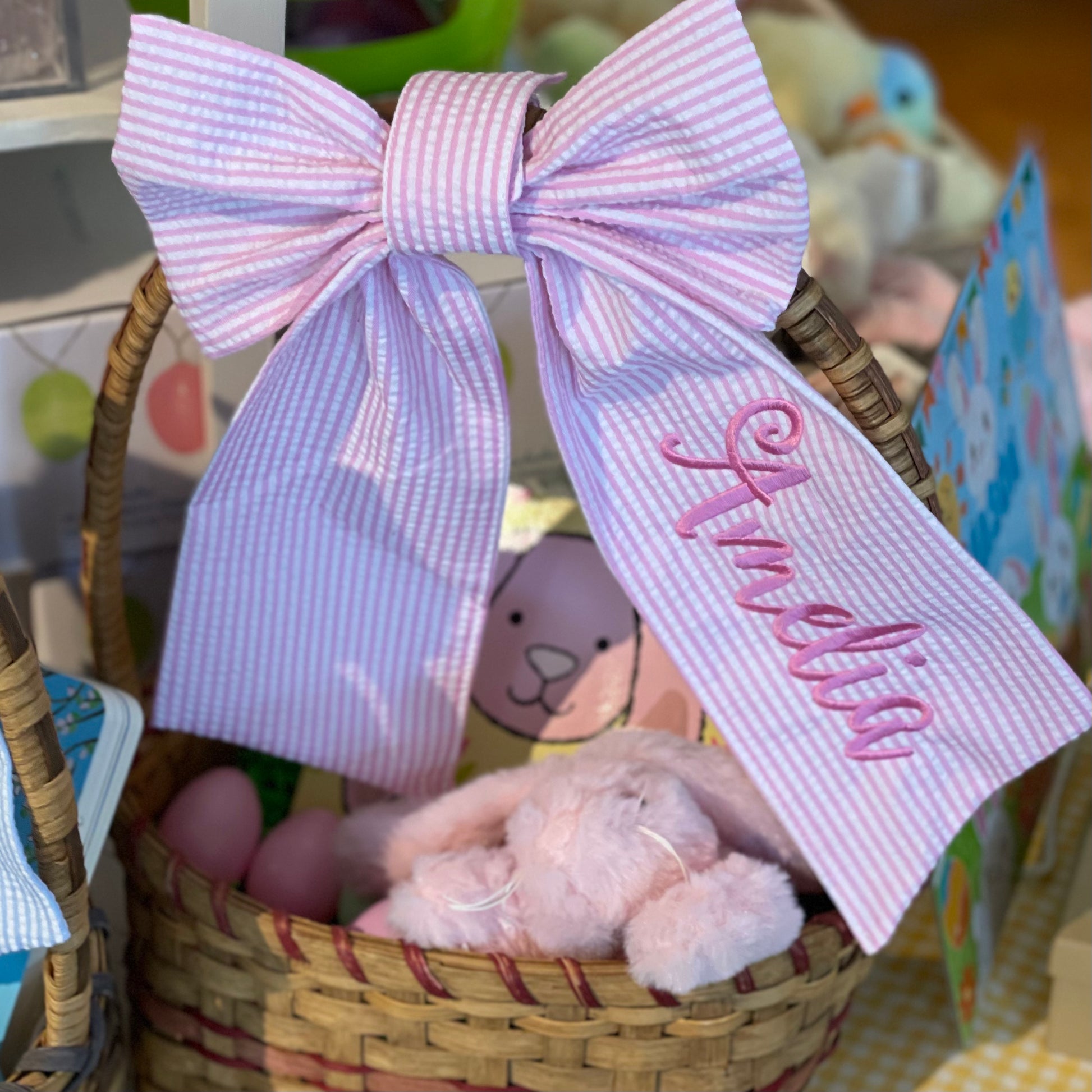 Personalized Basket Bow - Pink