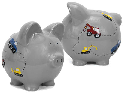Personalized Construction Piggy Bank
