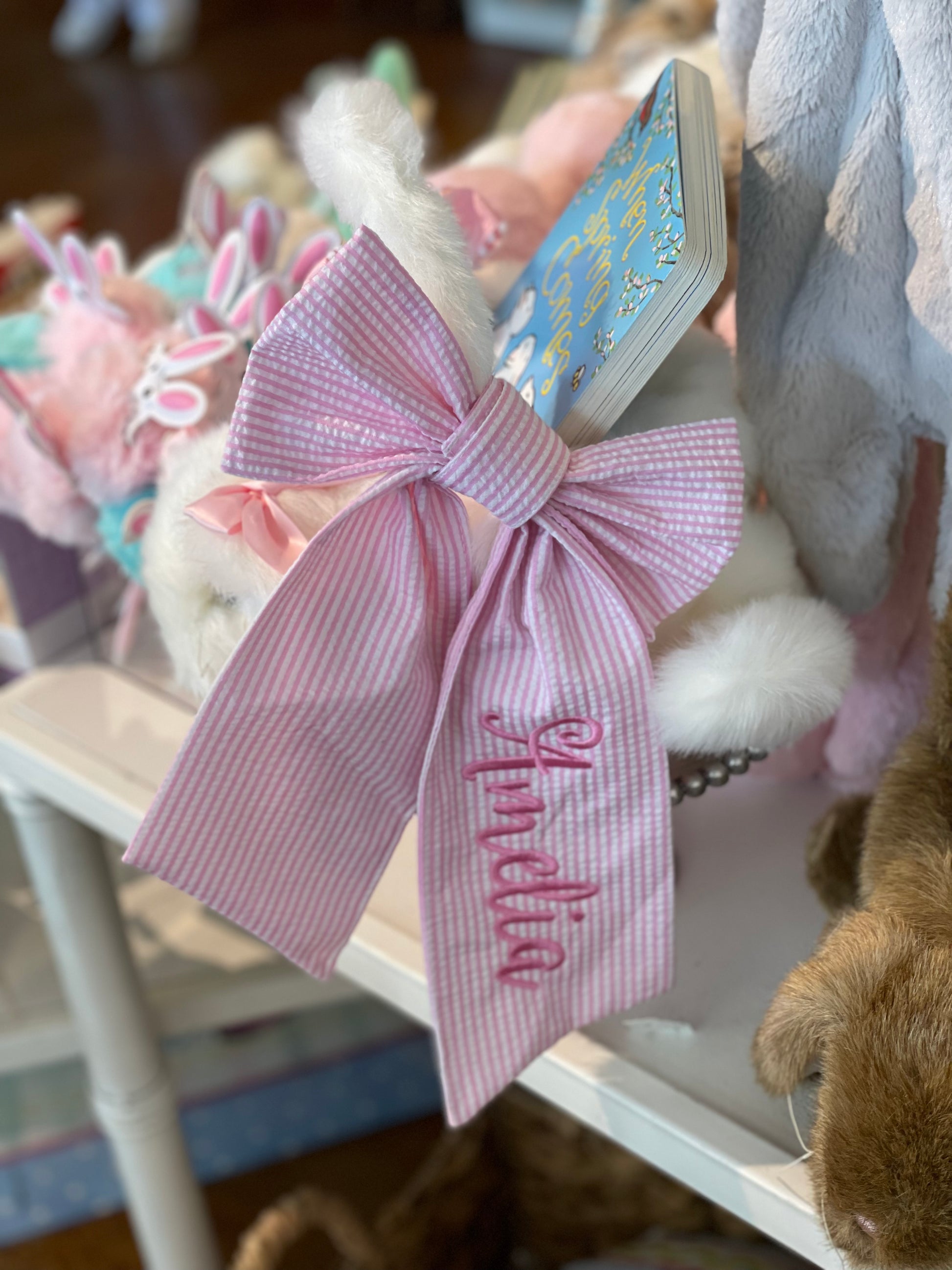 Personalized Basket Bow - Pink